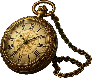 A gold pocket watch on its chain